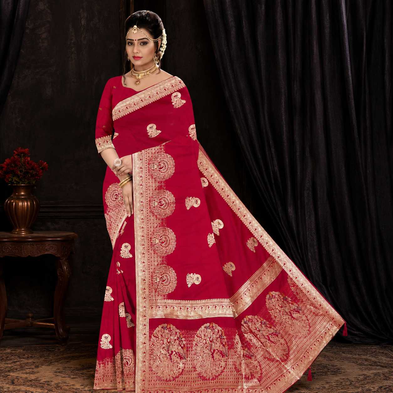ChatGPT Image May 31, 2026, 12_51_11 AM Pink Matte Saree - Image 1