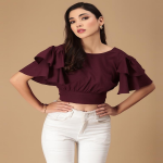 Dark Pink Women Crop Tops